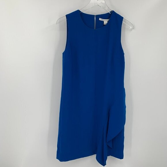 DVF Diane von Furstenberg Wylda shift dress neptune blue ruffle drape new 2 - Picture 2 of 6